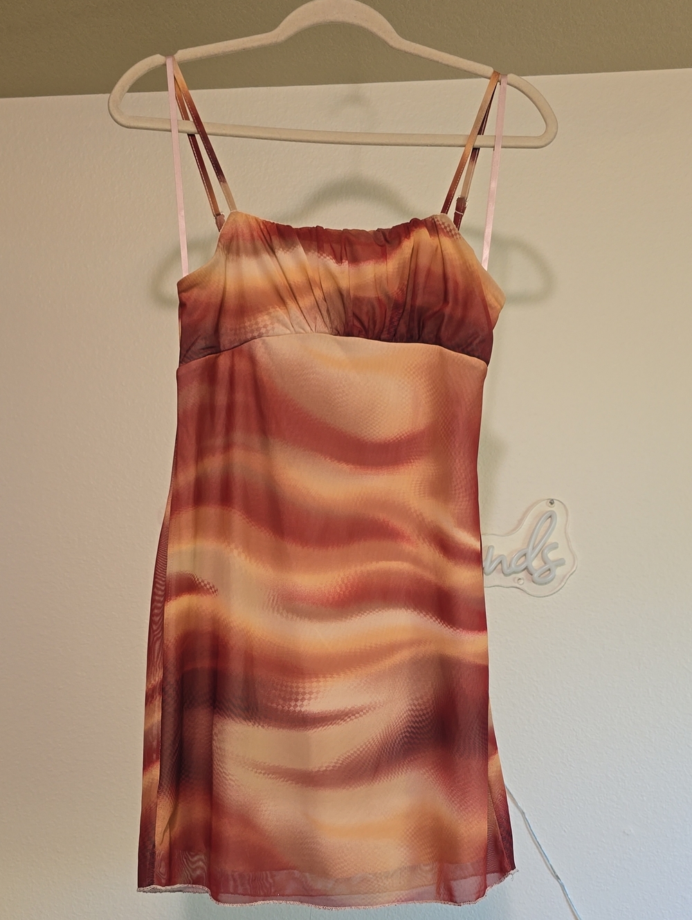 West Of Melrose Womens Wavy Rust & Cream Slip Cami